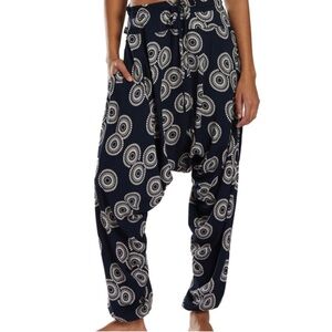 Buddha Pants Sunshine Harem Yoga Pants Navy Cotton Packable Relaxed Fit-Medium